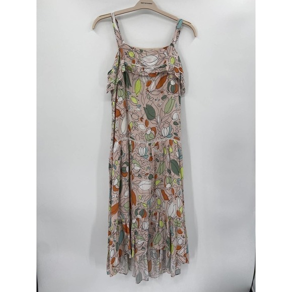 Slate & Willow Cream Floral Printed Sleeveless Square Neck Peasant Dress Size 10 - Picture 4 of 7